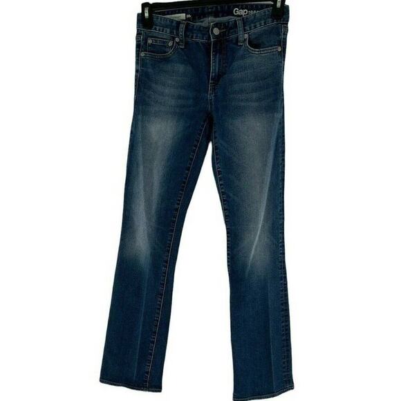 Gap 1969 Jeans Womens Sz 26 Straight Leg Whiskers Medium Wash Perfect Boot Denim - Picture 2 of 12